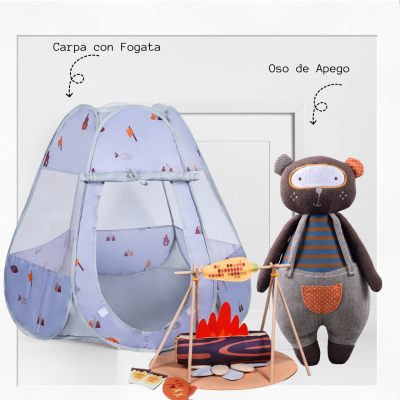 Set Carpa con Fogata y Oso