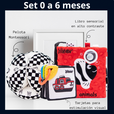 Set Pelota Montessori, Libro 3D y Tarjetas Sensoriales