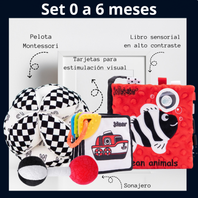 Set Pelota Montessori, Tarjetas, Libro y Sonajero