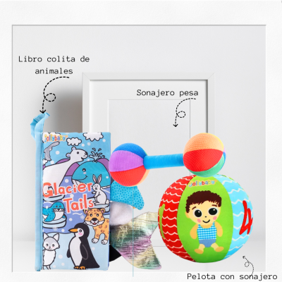 Set Libro Colitas, Sonajero y Pelota